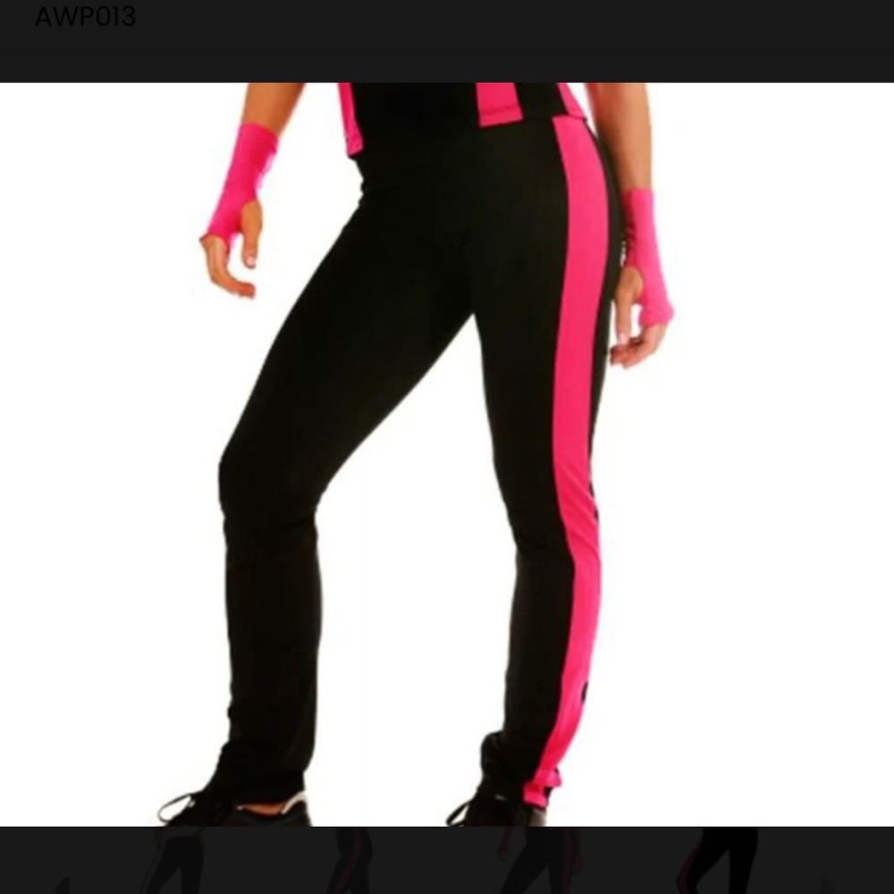 INSTANT FIGURE COMPRESSION MAGENTA/BLACK FULL LENGTH STRAIGHT LEG LEGGINGS  SzL